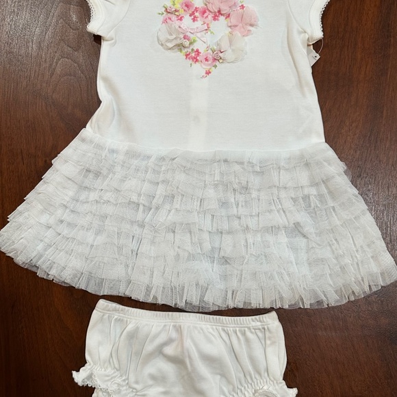 NWT Baby Biscotti Dress w/bloomers Girls 24m Ivory w/White & Pink Heart - Picture 6 of 14